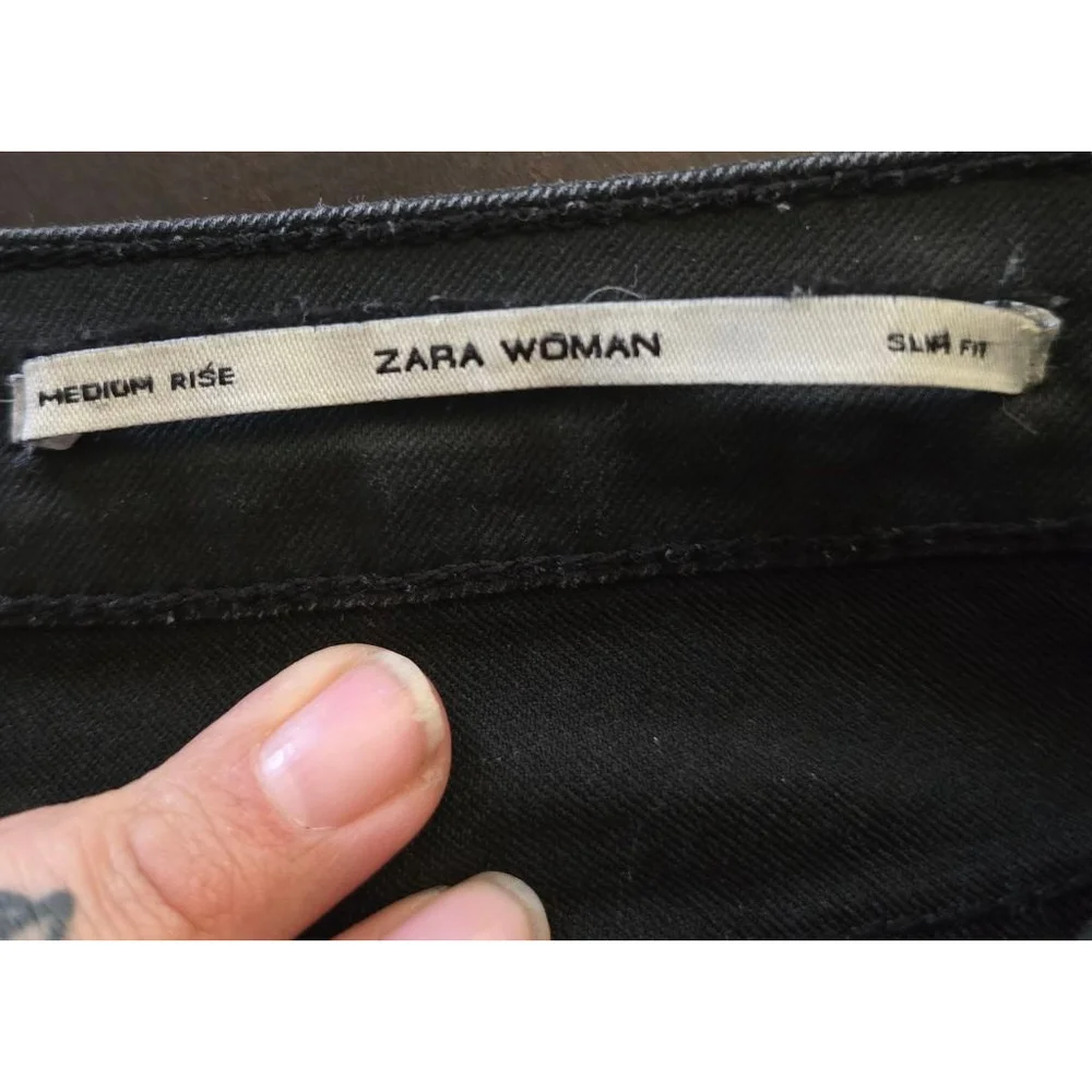 Zara Woman Whimsigoth Baddie Moto Black Coated Slim Fit Skinny Jeans Size 8